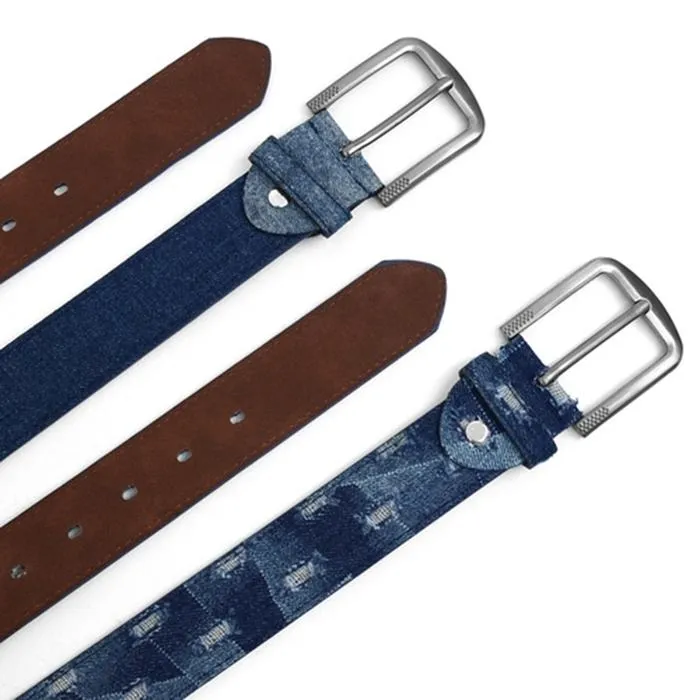 2-Pack: Men's Parquet Jean Washed Denim Belts - Size: Small