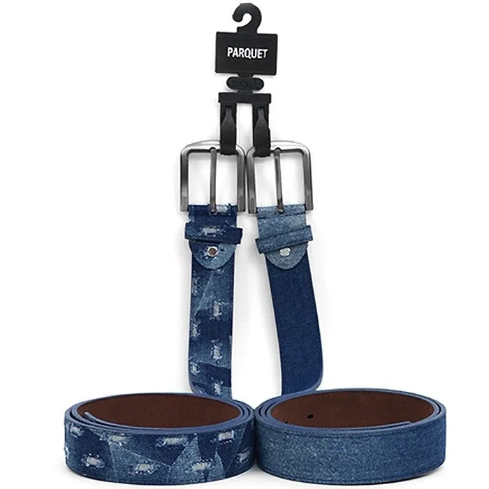 2-Pack: Men's Parquet Jean Washed Denim Belts - Size: Small