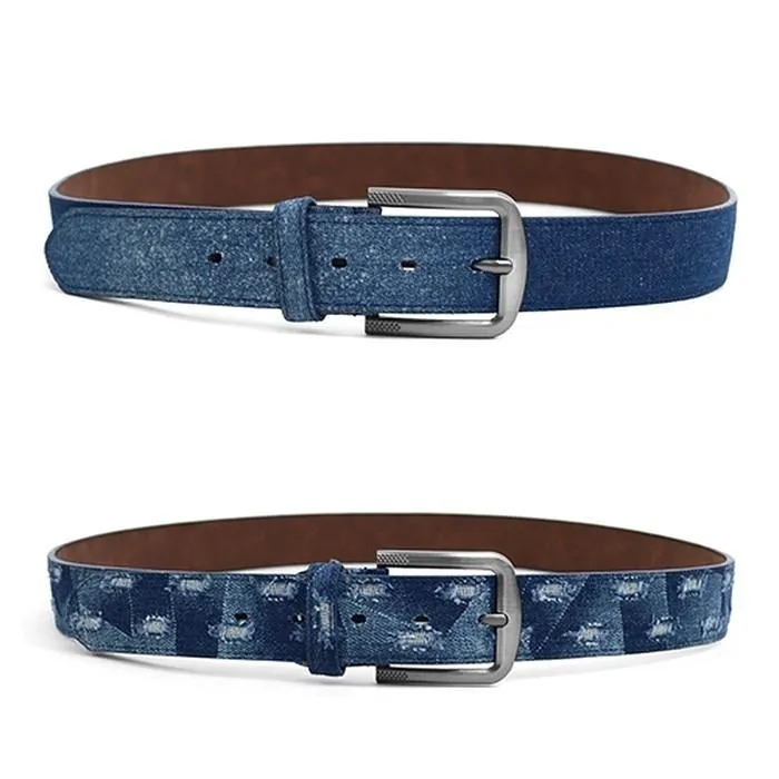 2-Pack: Men's Parquet Jean Washed Denim Belts - Size: Small