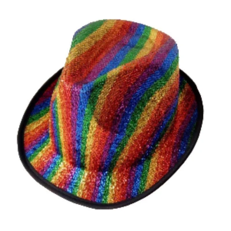 Adults Rainbow Sparkly Fedora Hat