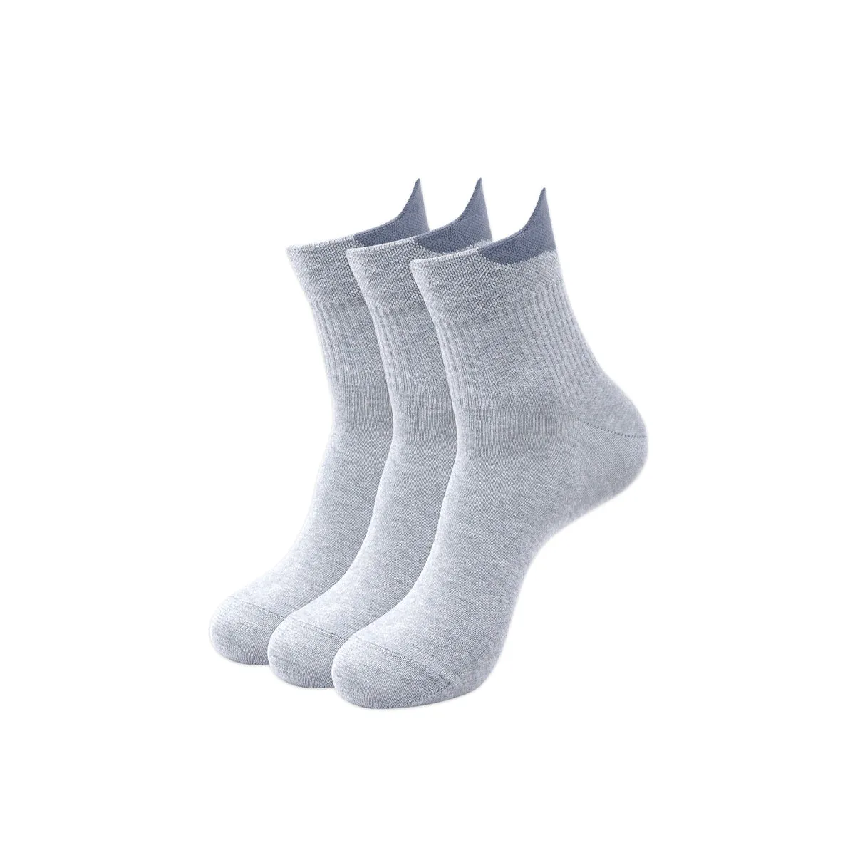 Balenzia Men's Cotton Solid High Ankle Socks Free Size-(23 cm), (Pack of 3 Pairs/1U) (L.Grey)-Sports Socks/Gym Socks