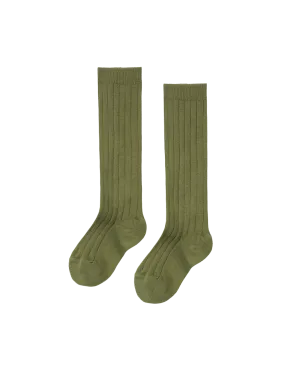 Basic Rib Knee High Socks - Seaweed