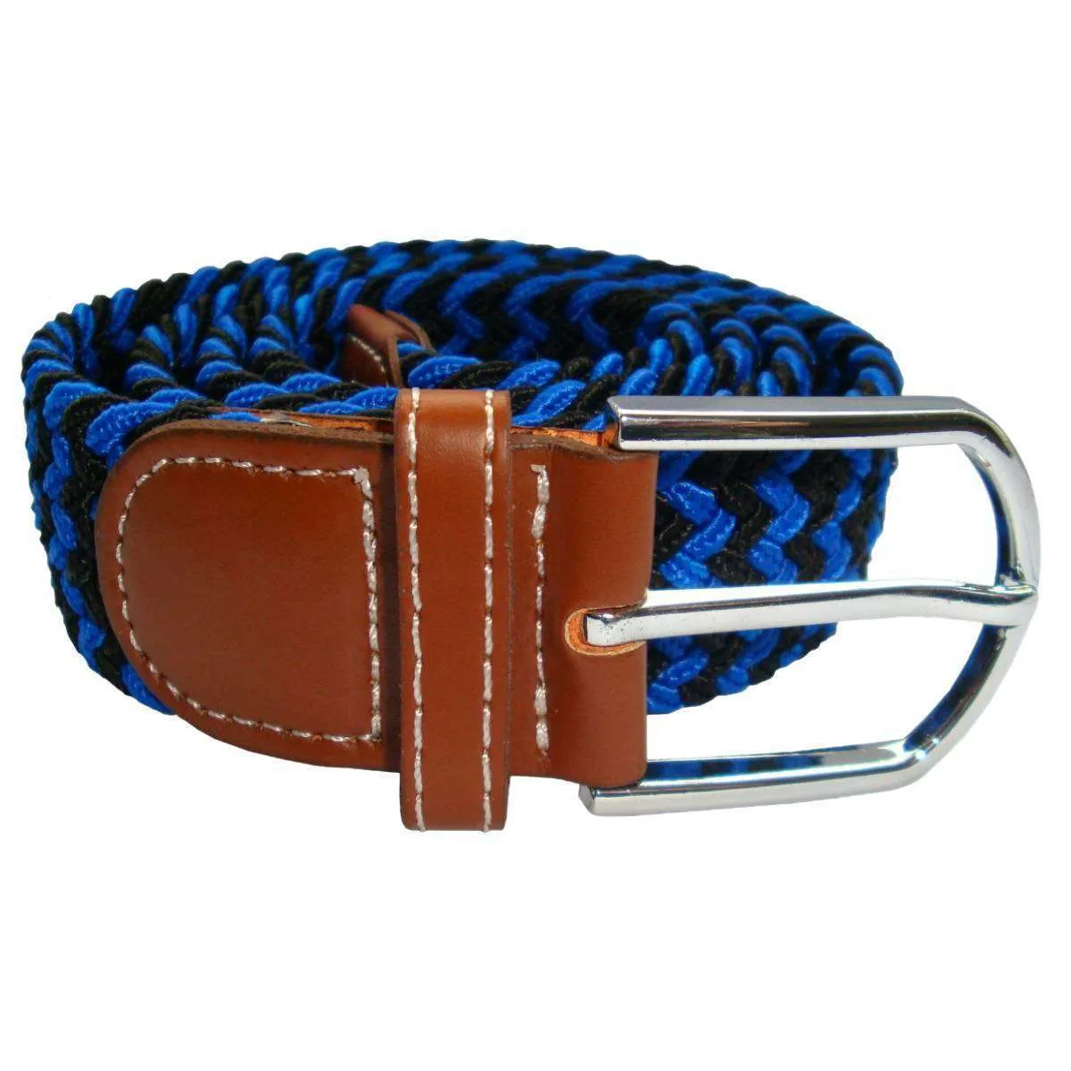 Bassin and Brown Striped Elasticated Woven Belt - Navy/Blue