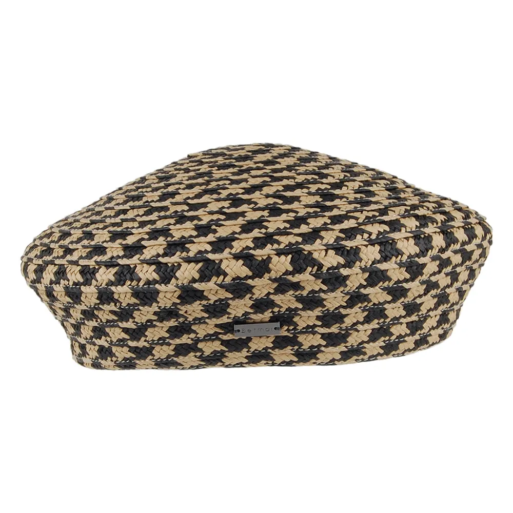 Betmar Hats Christine Houndstooth Summer Beret - Black-Natural