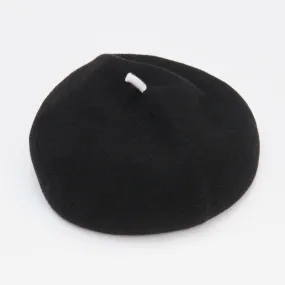 Black Pure Merino Roll Up Beret