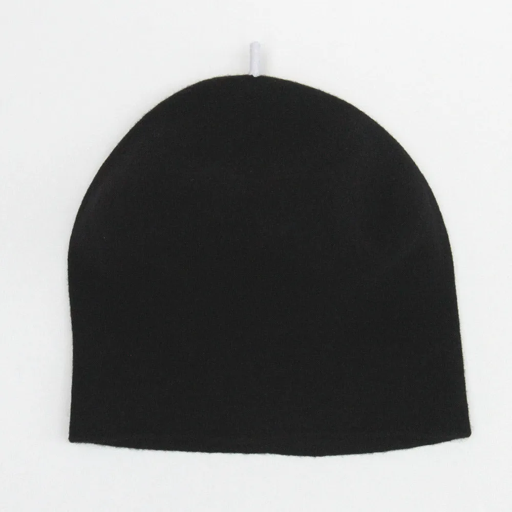 Black Pure Merino Roll Up Beret