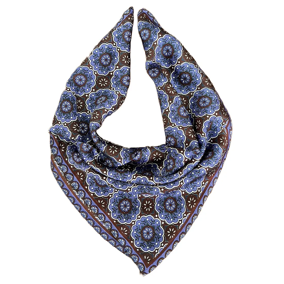 Blue Abstract Mandala Boho Multicolor Printed Satin Multipurpose Square Scarf