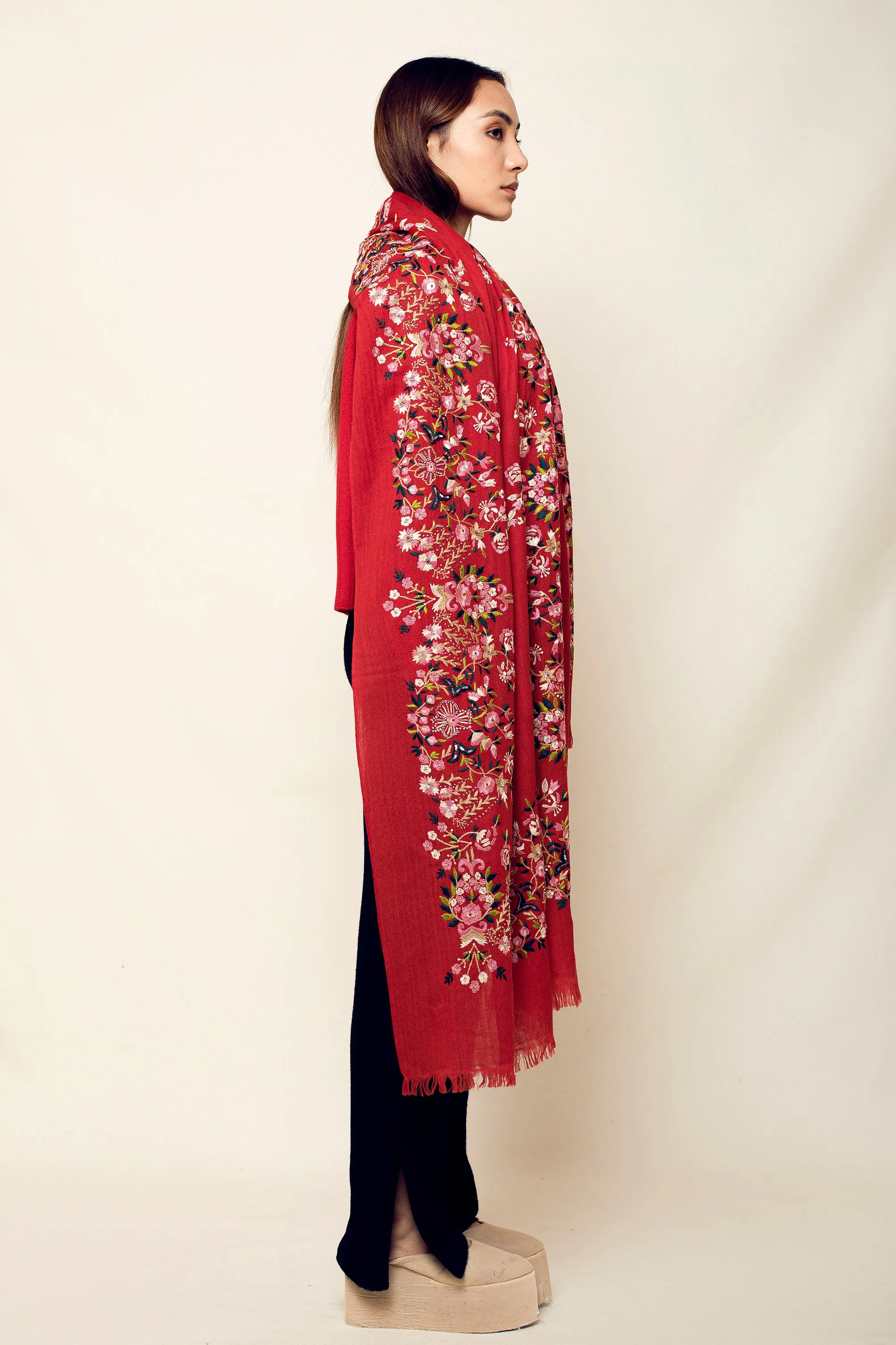 Border Brocade Embroidery Scarf | Tara Oriental