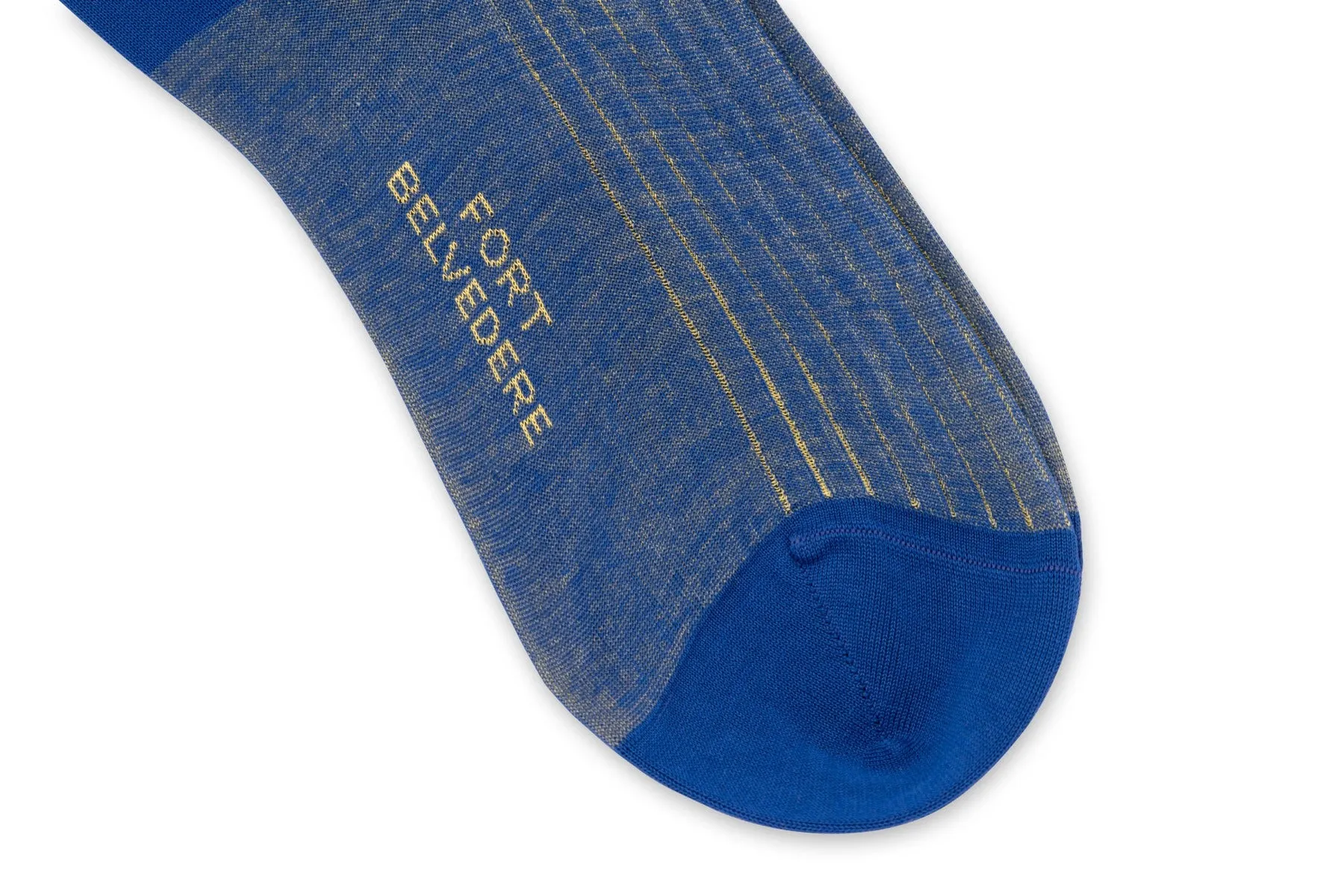 Bright Blue & Yellow Shadow Stripe Ribbed Cotton Socks