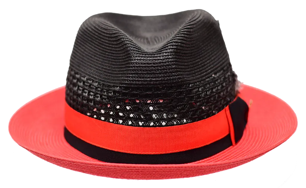 Bruno Capelo Black and Red Men's Straw hat Belvedere Fashion Design