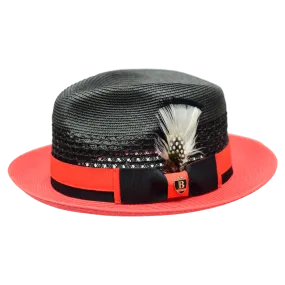 Bruno Capelo Black and Red Men's Straw hat Belvedere Fashion Design