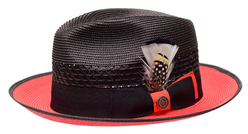 Bruno Capelo HA-525 Havana  Straw Hat Black/Red