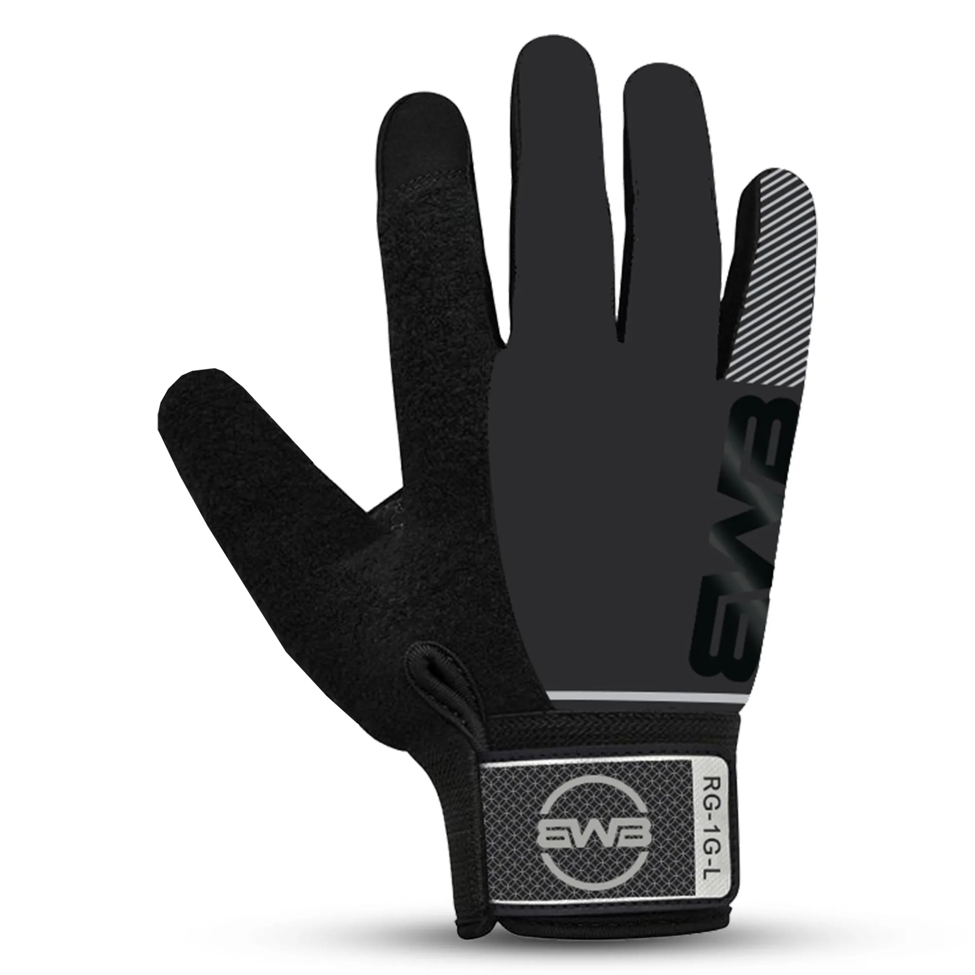 BWB Black Waterproof Full Finger Hiking & Running Gloves