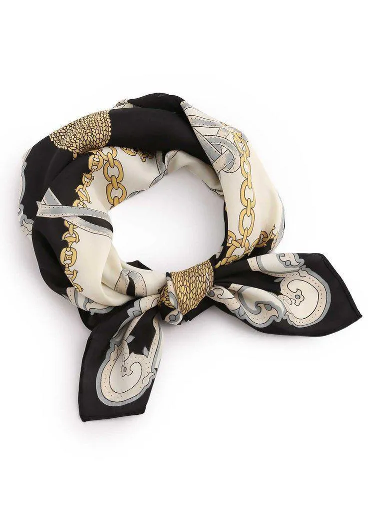 Chain & Tassel Print Satin Bandana