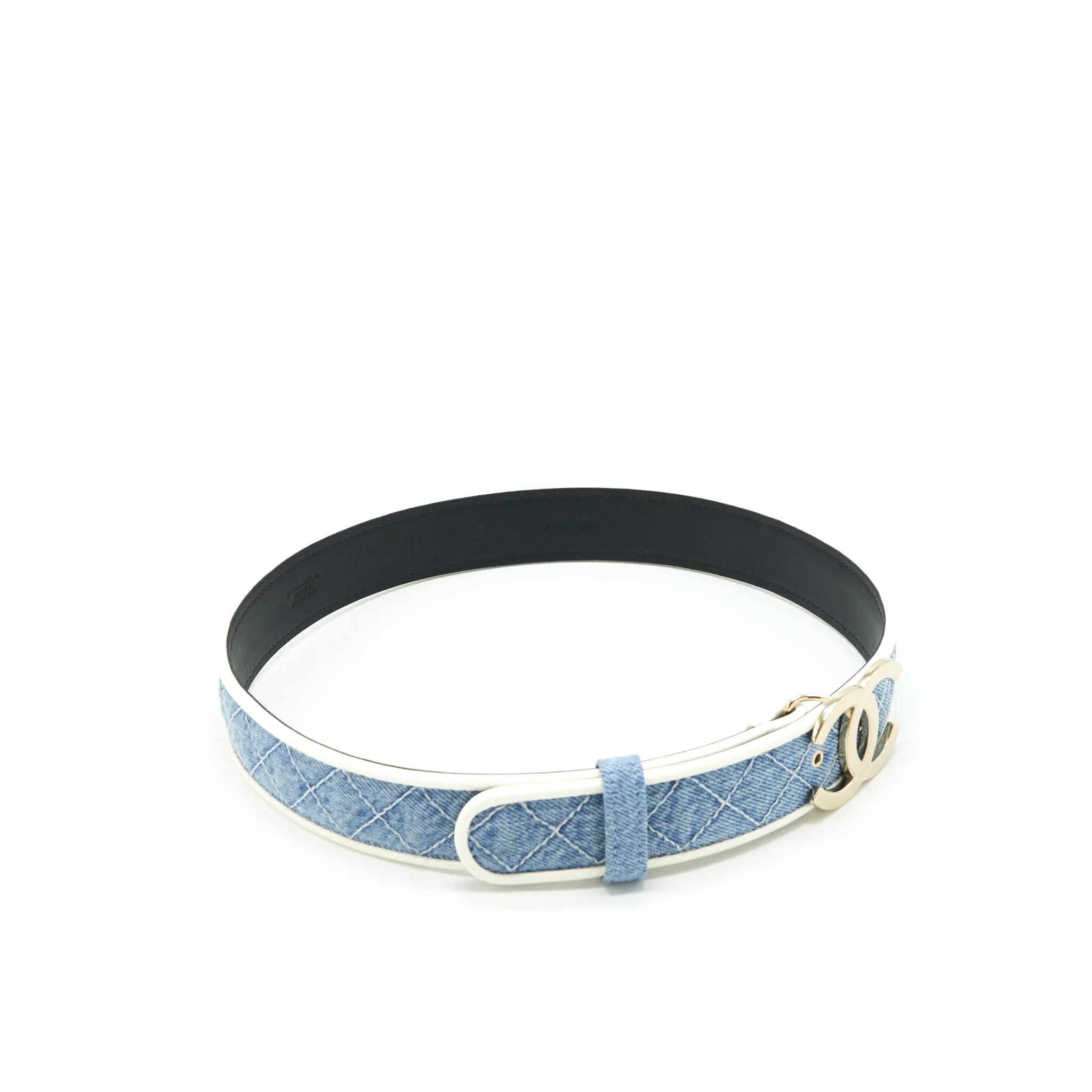 Chanel Size 70 CC logo Denim Belt GHW