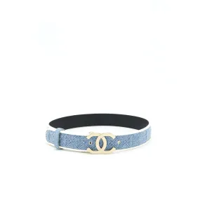 Chanel Size 70 CC logo Denim Belt GHW