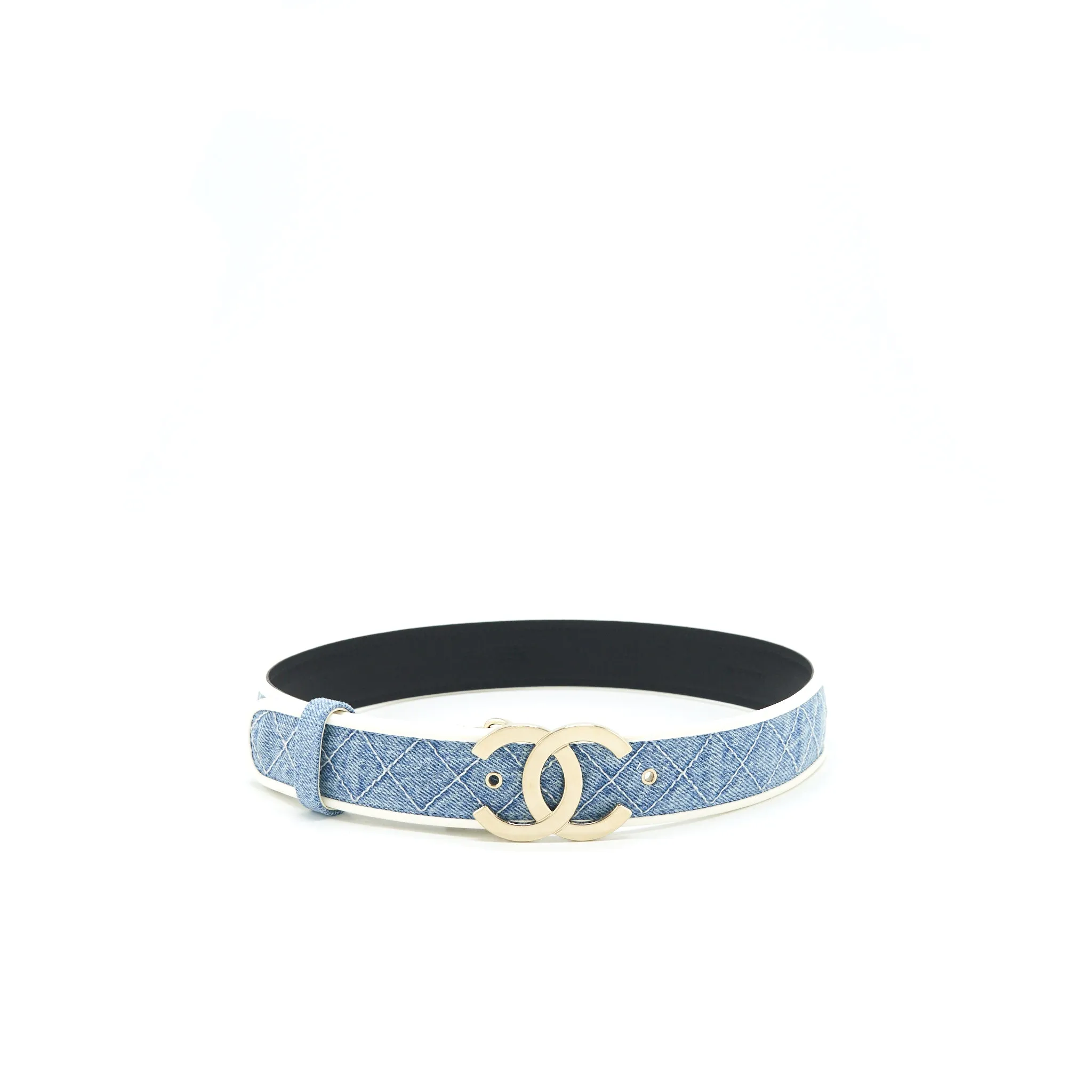 Chanel Size 70 CC logo Denim Belt GHW