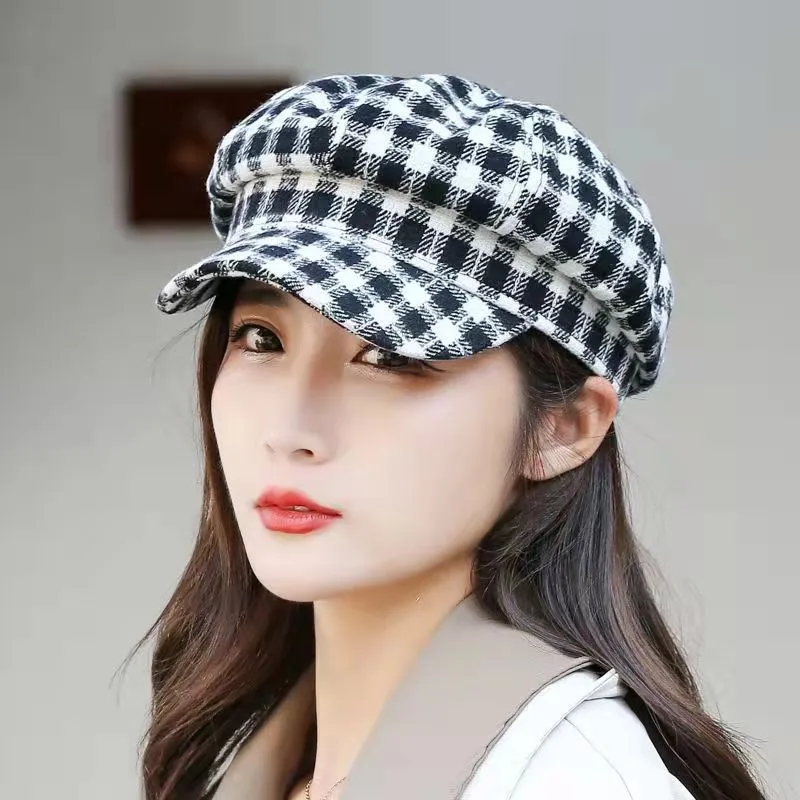 Check Beret Hat Autumn and Winter Street Style Advance Hats