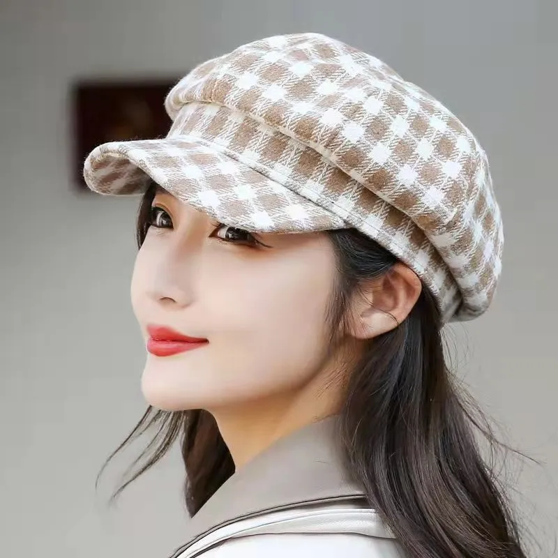 Check Beret Hat Autumn and Winter Street Style Advance Hats