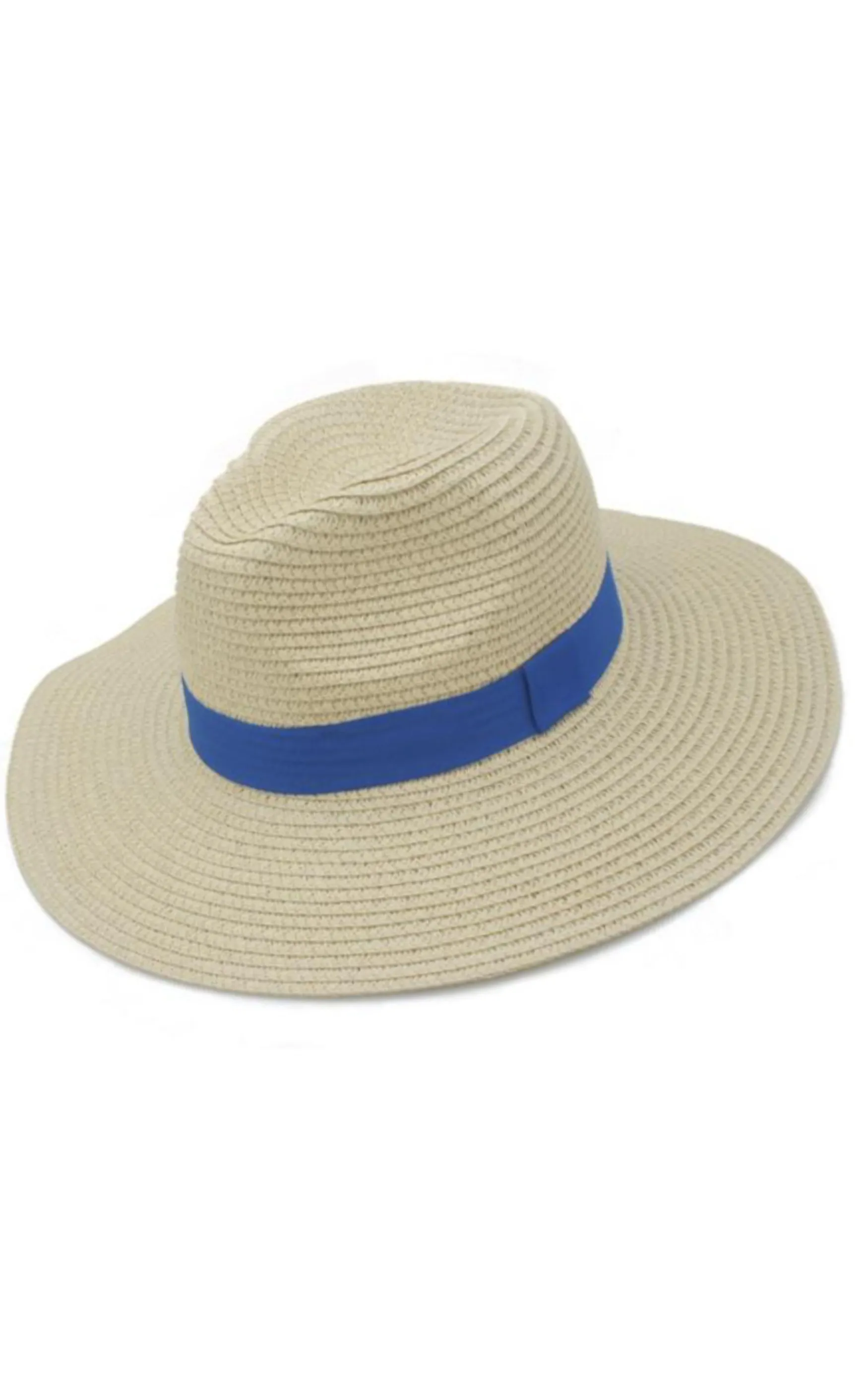 COLOR BANDED NATURAL SUMMER FEDORA HAT