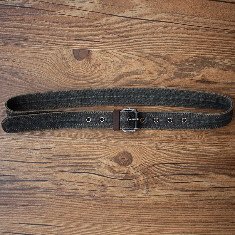 Cool Black Denim Slim Belt Denim Blue Belt Vintage Denim Belt For Men Women