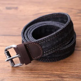 Cool Black Denim Slim Belt Denim Blue Belt Vintage Denim Belt For Men Women