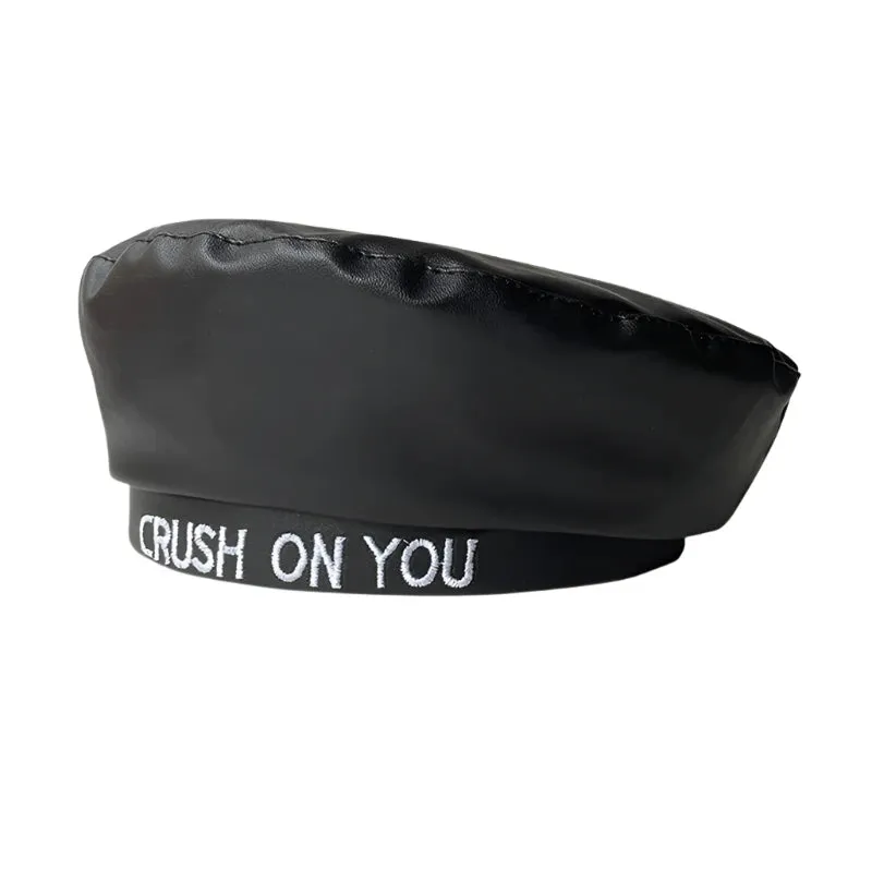 Crush On You Leather Beret Hat