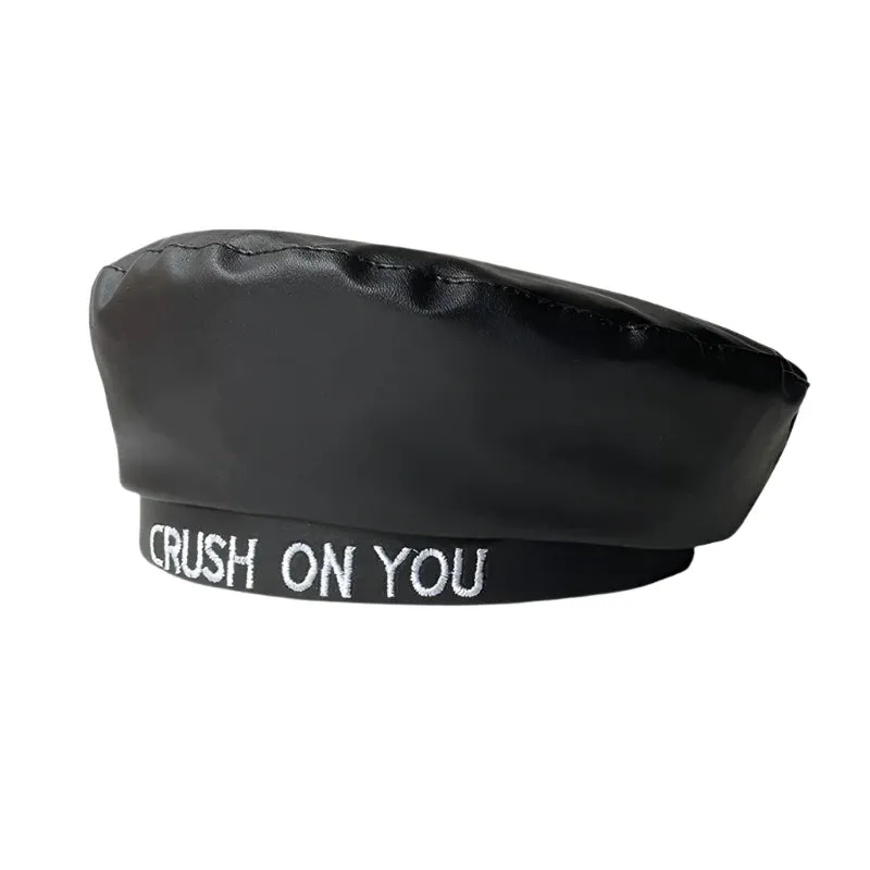 Crush On You Leather Beret Hat