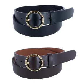 CTM® Women's Thick Rounded Buckle Belt (Pack of 2)