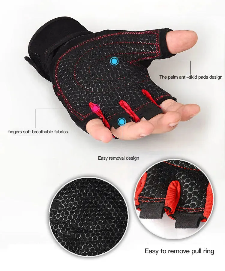 Cycling Half Finge Gloves Proessional Gym Fitness Men Gloves Breathable Anti-Slip Bike Gloves Cycling Equipment