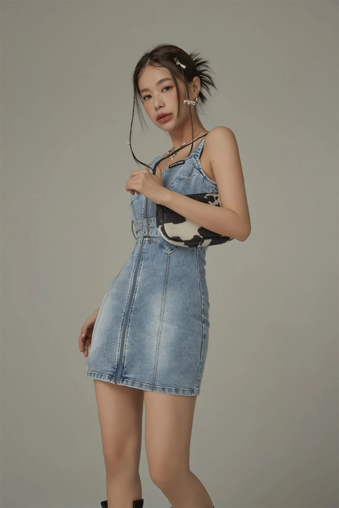 Denim Bustier Belt Mini Dress