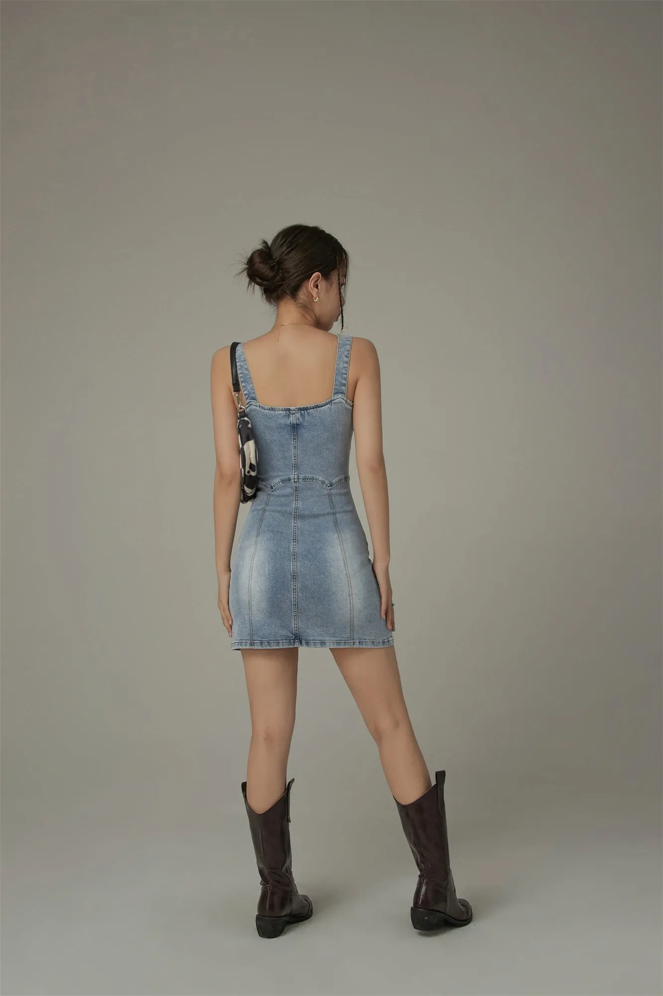 Denim Bustier Belt Mini Dress