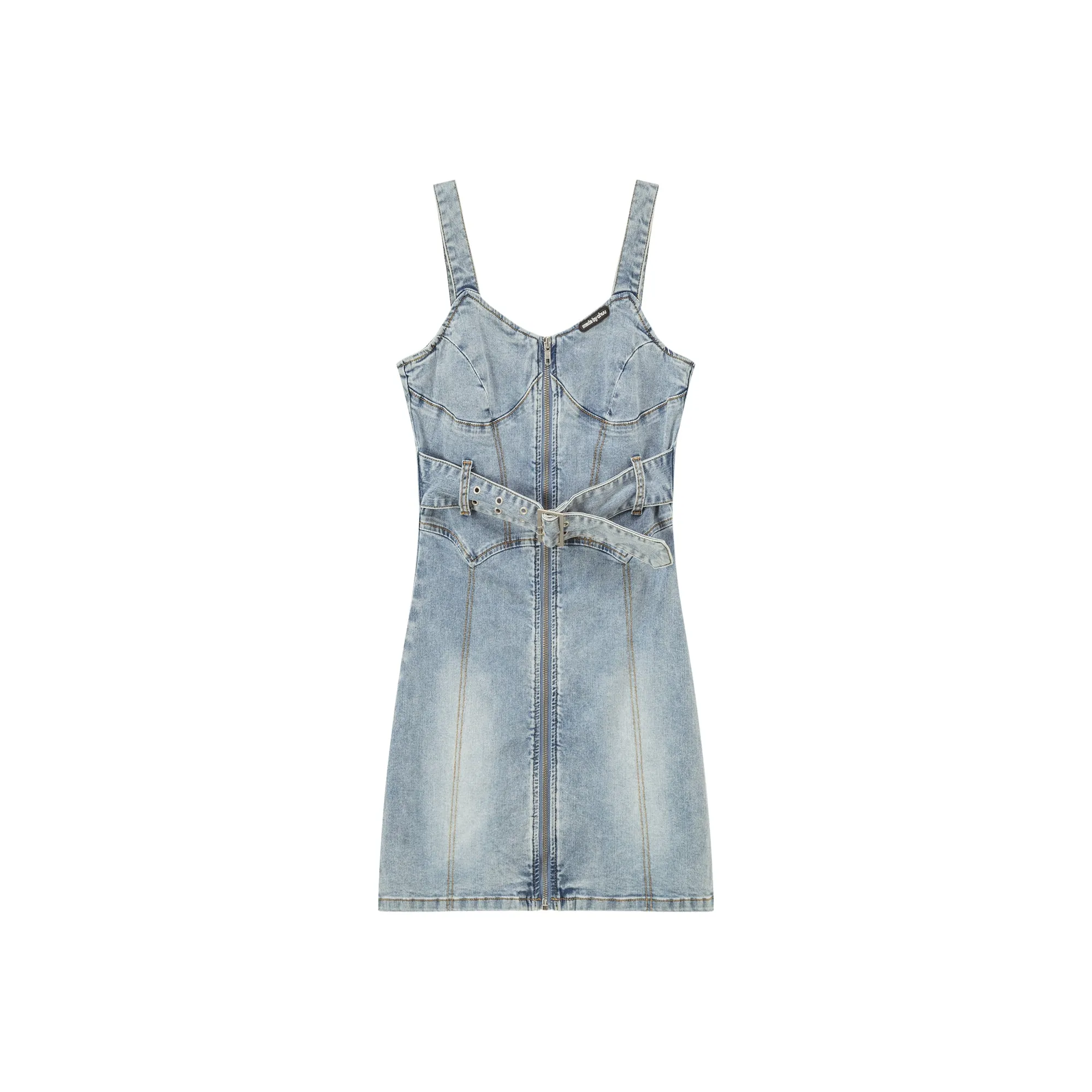 Denim Bustier Belt Mini Dress