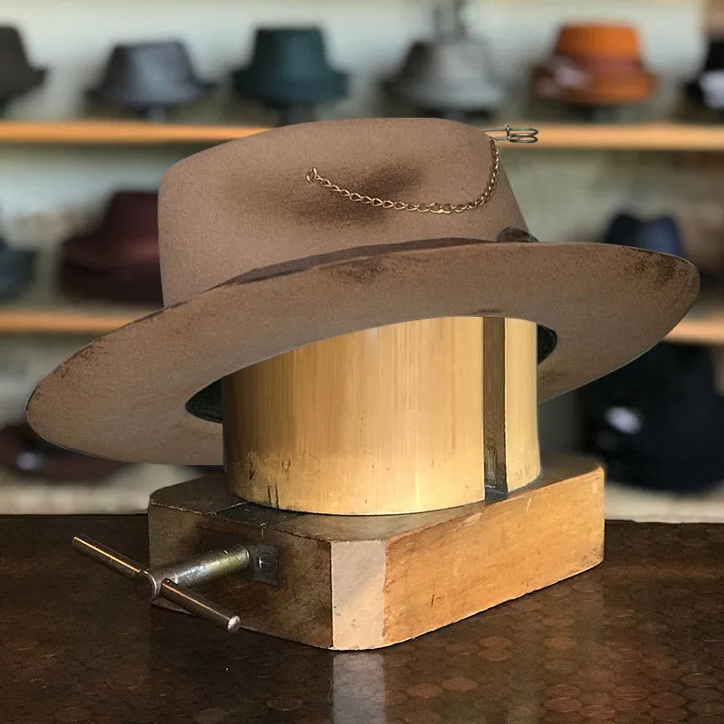 Distressed Woolen Whisper Fedora in Camel