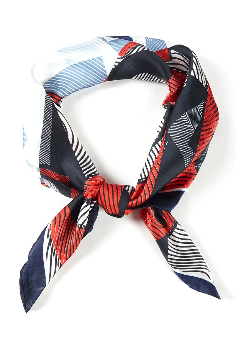 Dizzying Heights Navy  Square Satin Scarf