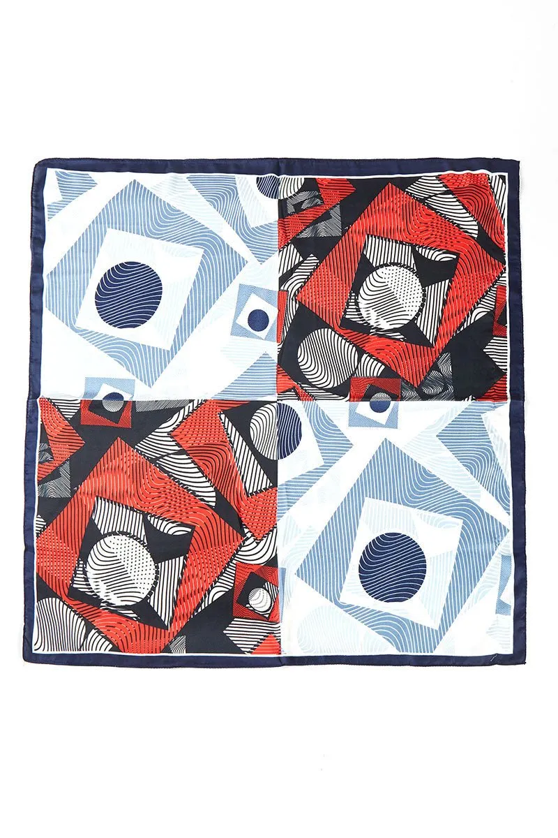 Dizzying Heights Navy  Square Satin Scarf