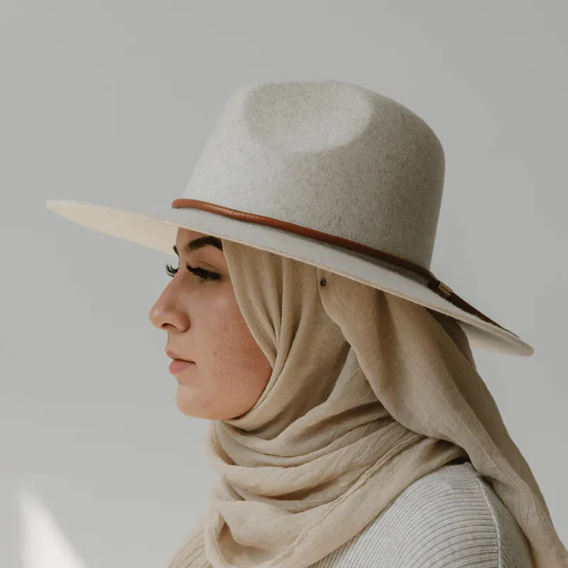 Gigi Pip Emma Wide Brim Fedora in Mix Ivory