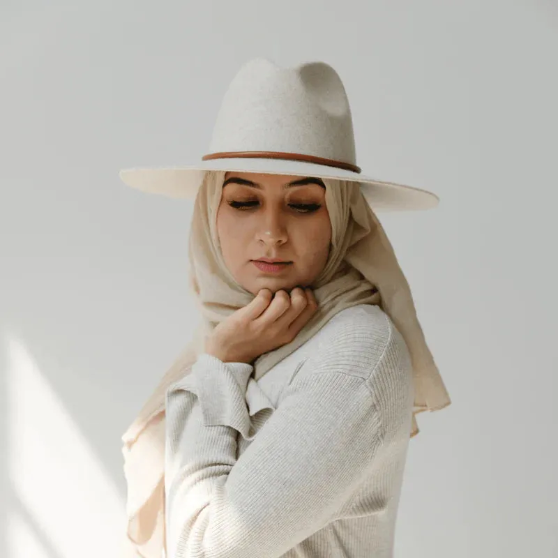 Gigi Pip Emma Wide Brim Fedora in Mix Ivory