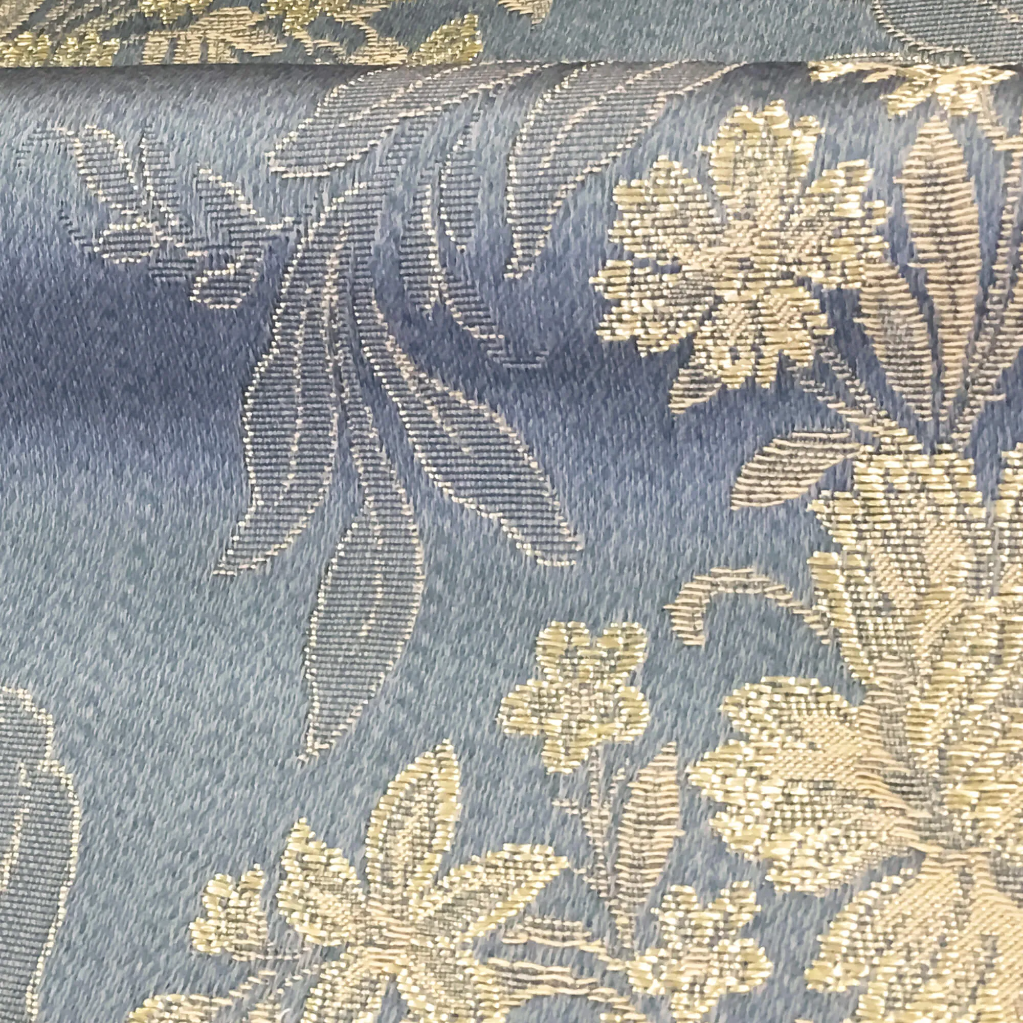 GINEVRE Blue Gold Floral Jacquard Brocade Fabric