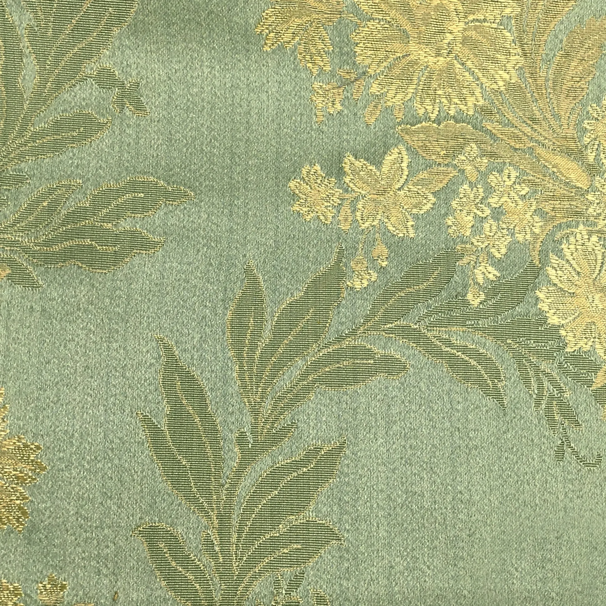 GINEVRE Green Gold Floral Jacquard Brocade Fabric