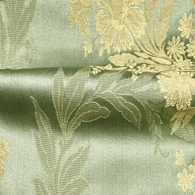 GINEVRE Green Gold Floral Jacquard Brocade Fabric