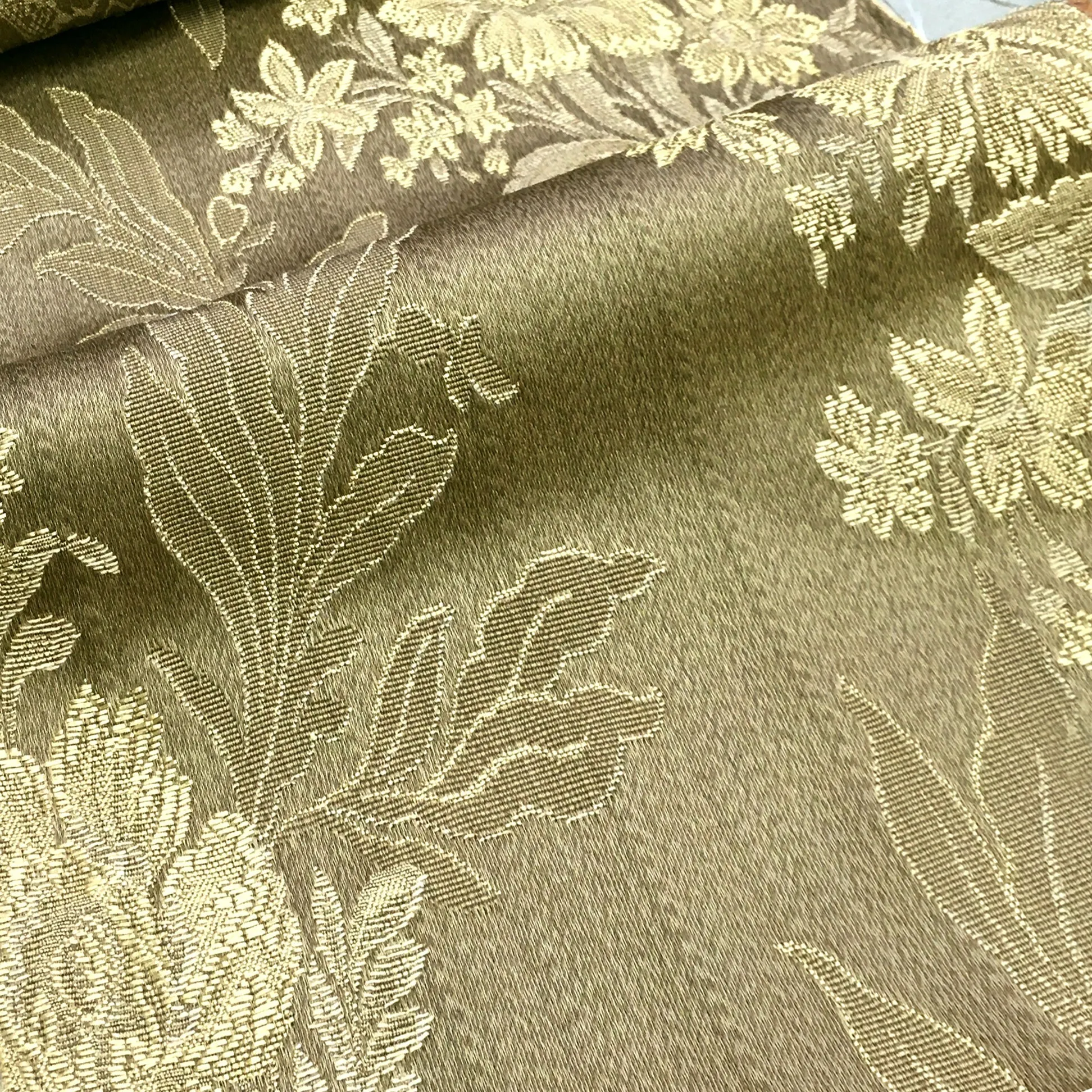 GINEVRE Olive Gold Floral Jacquard Brocade Fabric