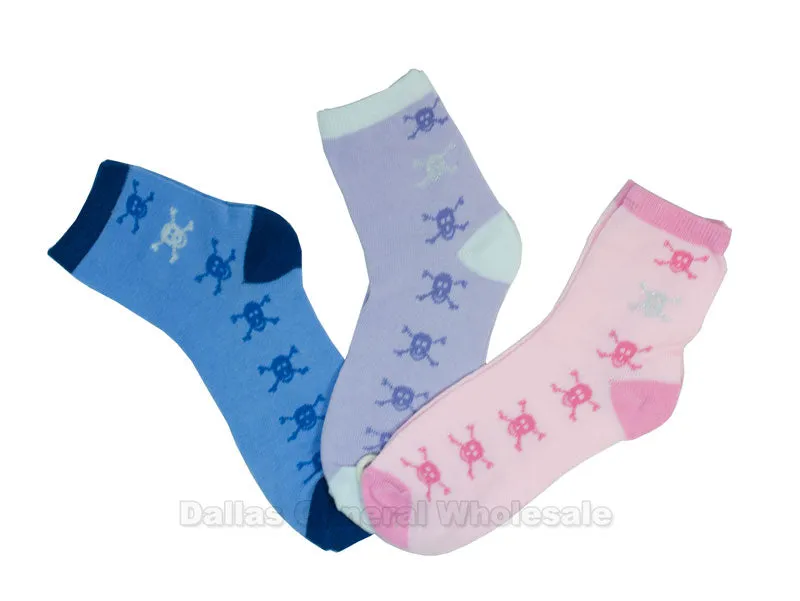 Girls Skull Long Crew Socks Wholesale