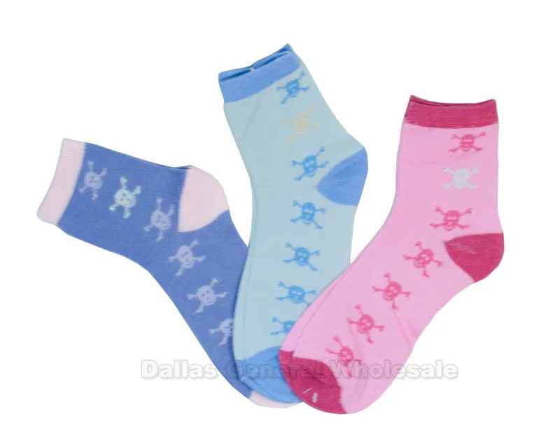 Girls Skull Long Crew Socks Wholesale