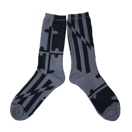 Greyscale Maryland Flag / Crew Socks