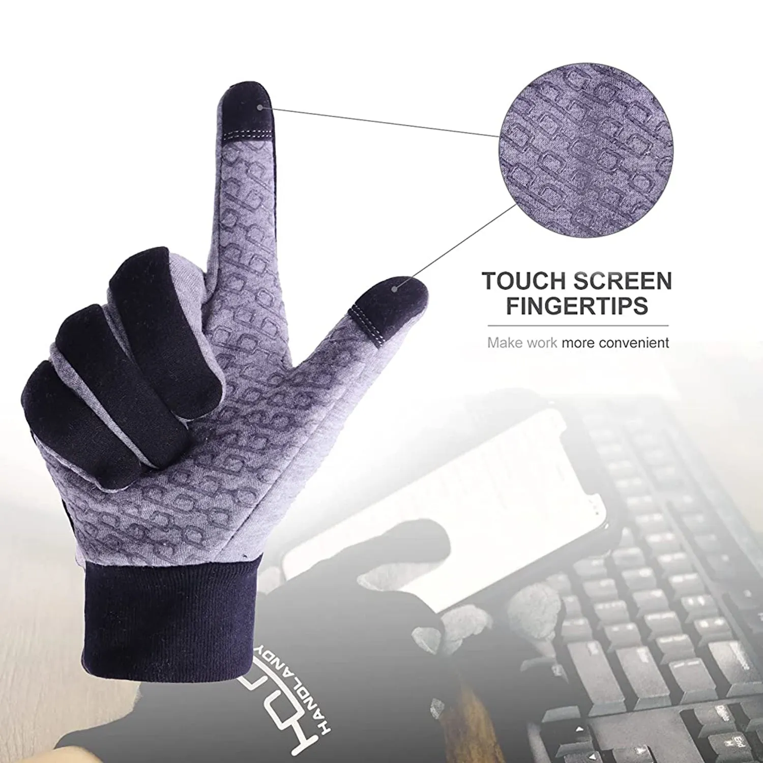 Handlandy Warm Winter Gloves Lightweight Touch Screen 234G