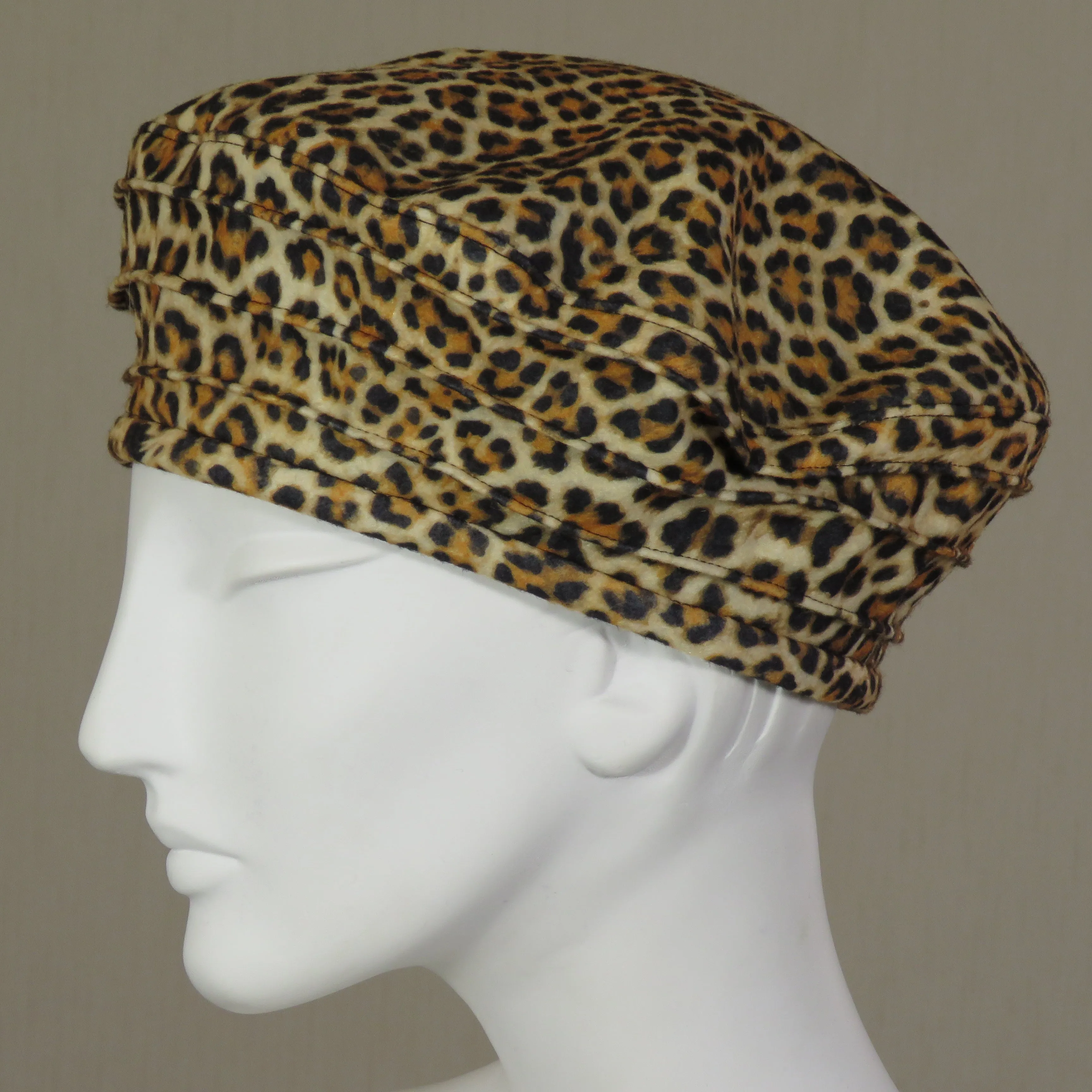 Kabuki Beret, Leopard Felt, Size Large