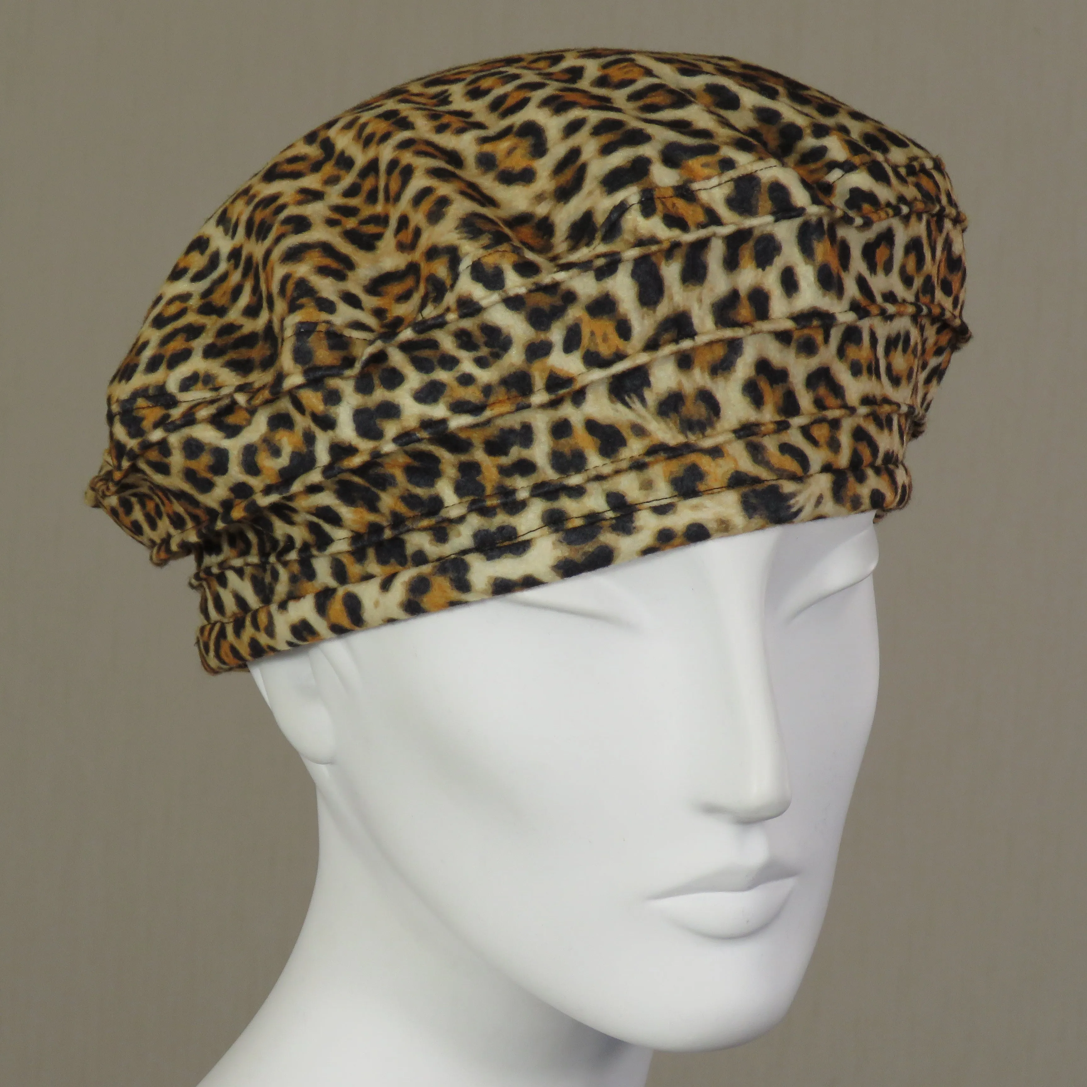 Kabuki Beret, Leopard Felt, Size Large