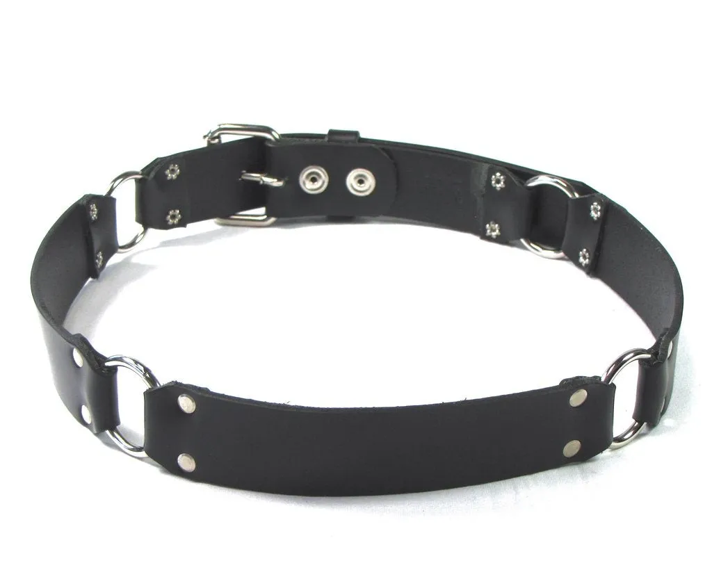 Leather Ring Belt in Black