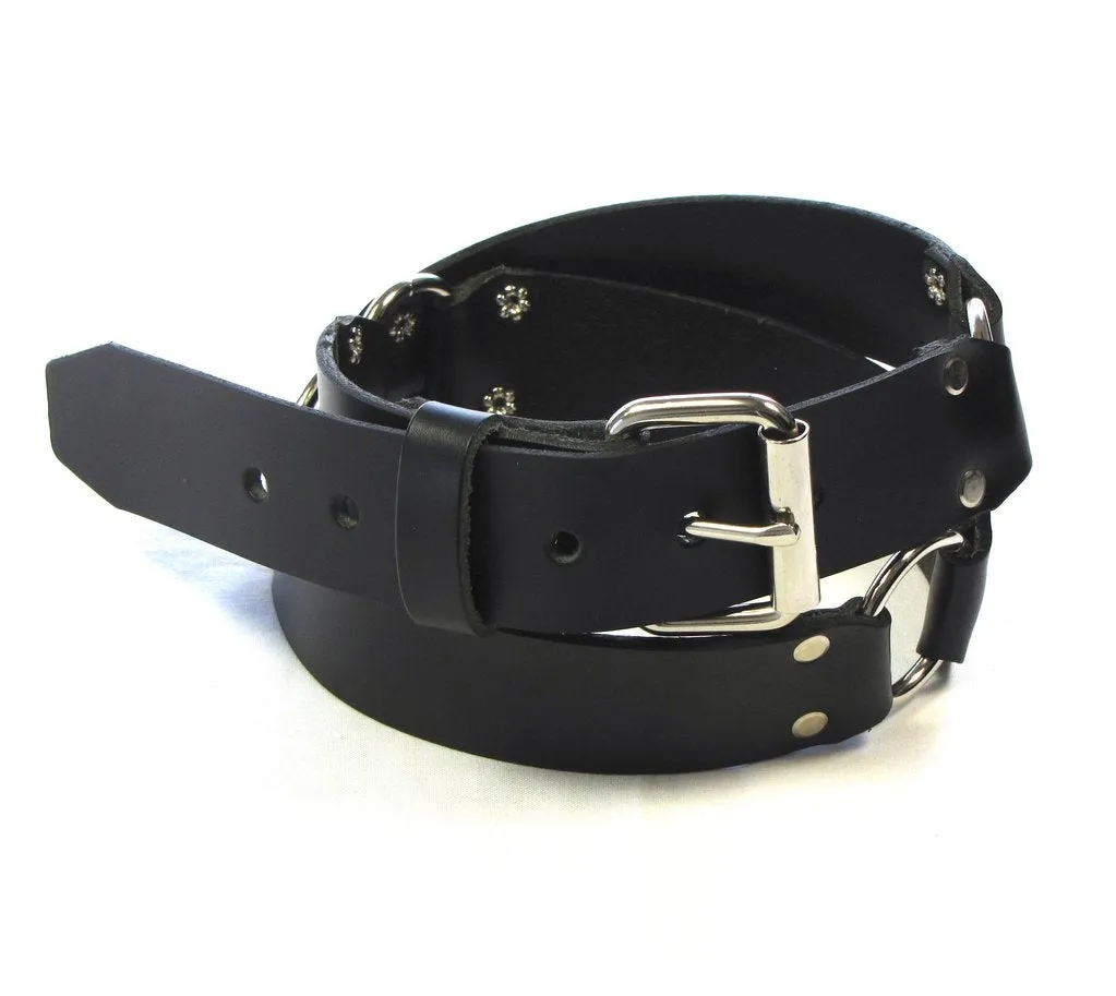 Leather Ring Belt in Black